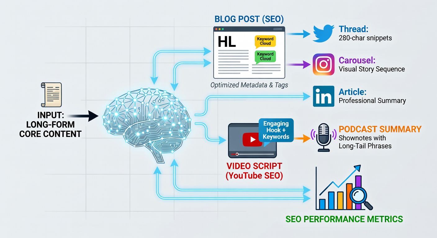 Content repurposing AI visualization